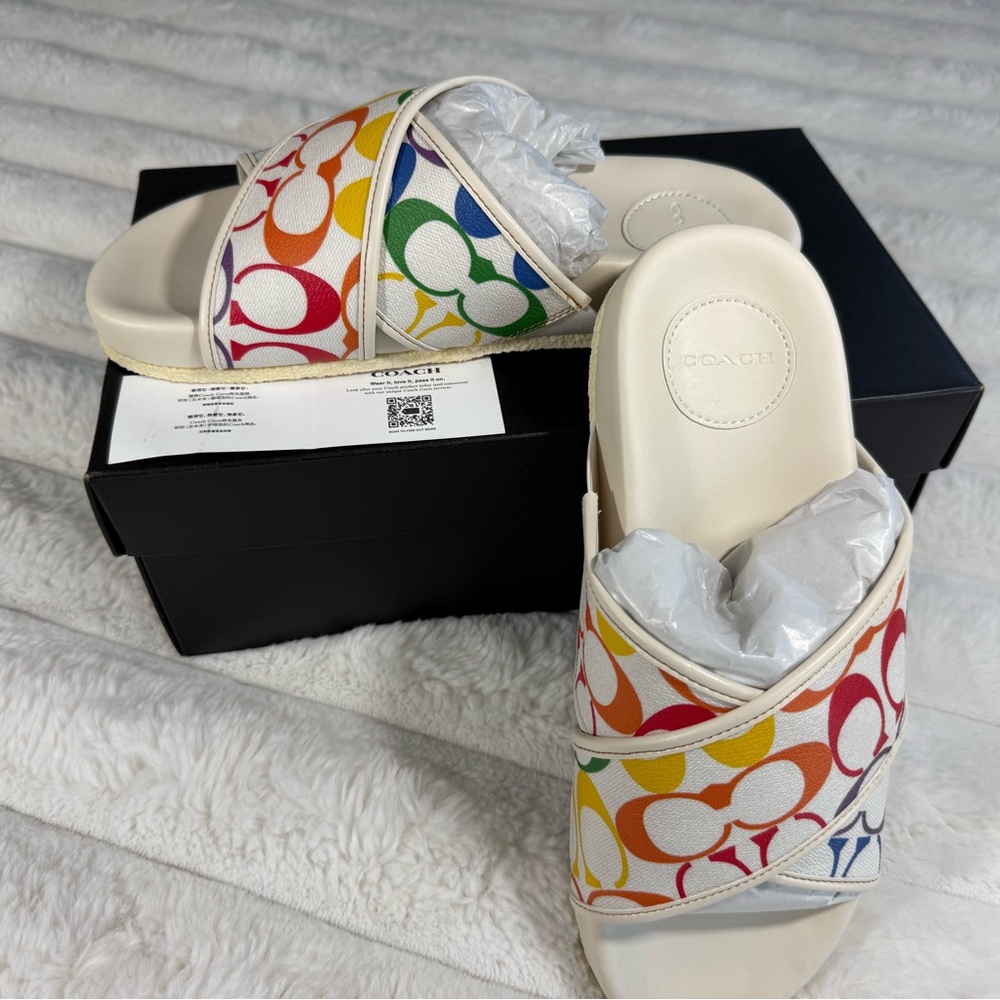 Coach Colorful Pattern Slide Sandals - Picture 4 of 5